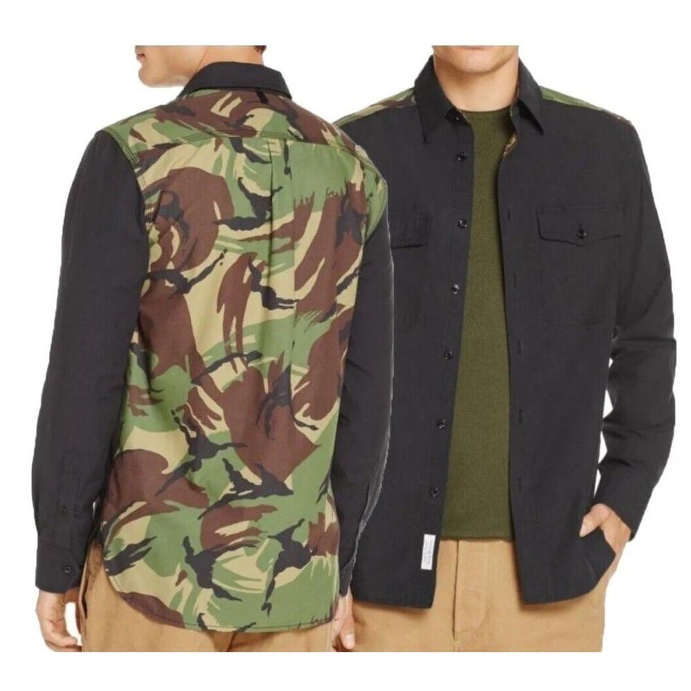 BNWT Rag & Bone Men’s Black Camo Jack Block Button Front Shirt Jacket $350 Sz XS